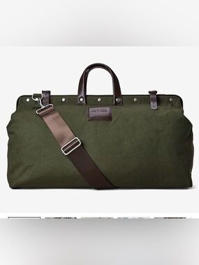 Line of Trade Canvas Weekender Bag Olive Duffel Brown Leather Trim 0312